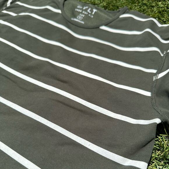 BYLT Basics Drop Cut LUX Neutral Striped Crewneck Short Sleeve T Shirt Medium - Picture 7 of 10
